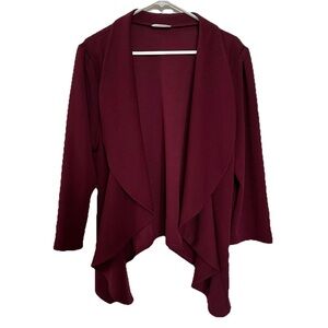Minefree Burgundy Open Lagenlook Cardigan Jacket 3X Plus Business Party Office